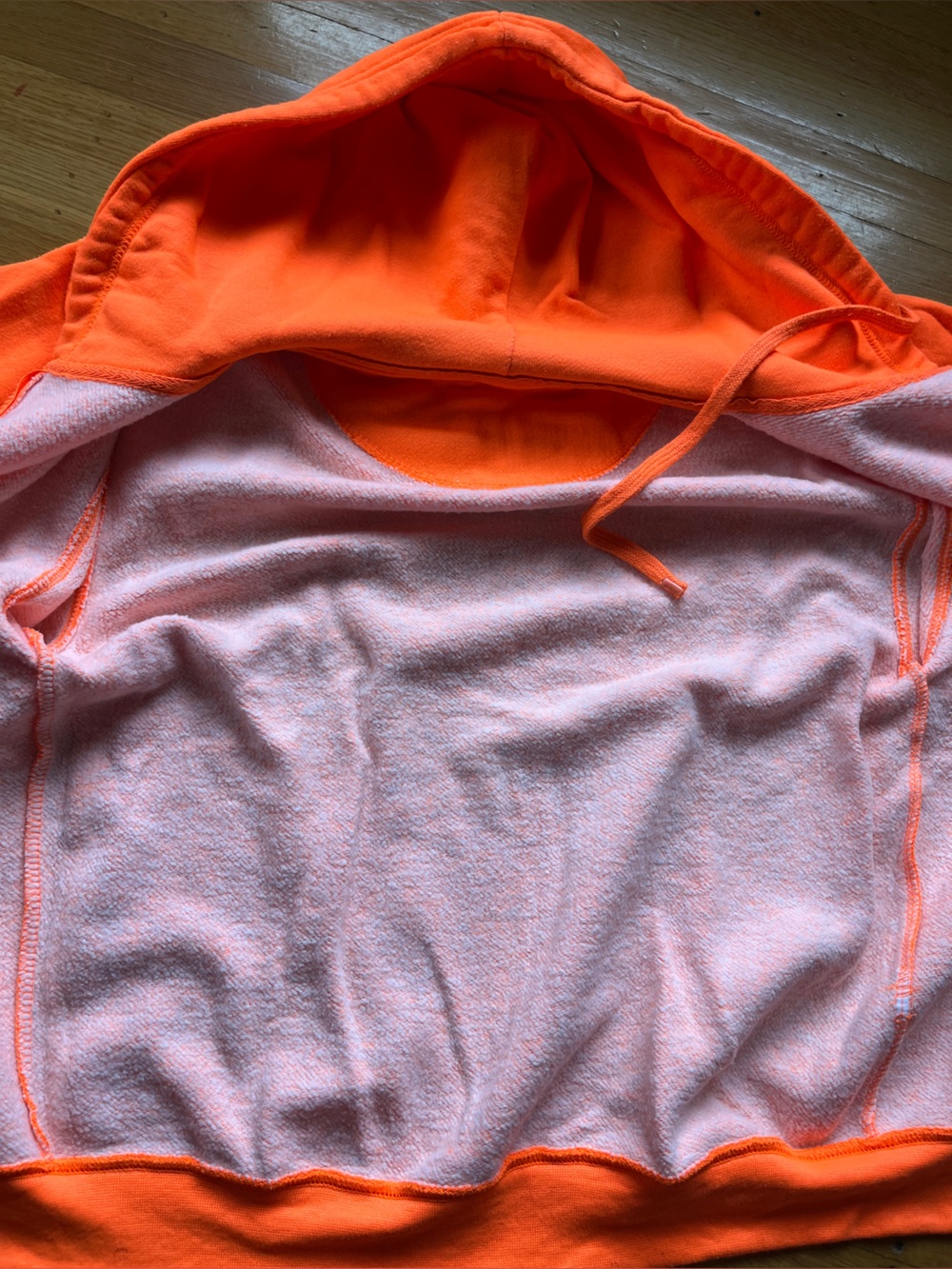 Fluorescent orange cut off safety hoodie S bright sweatshirt - Picture 2 of 3